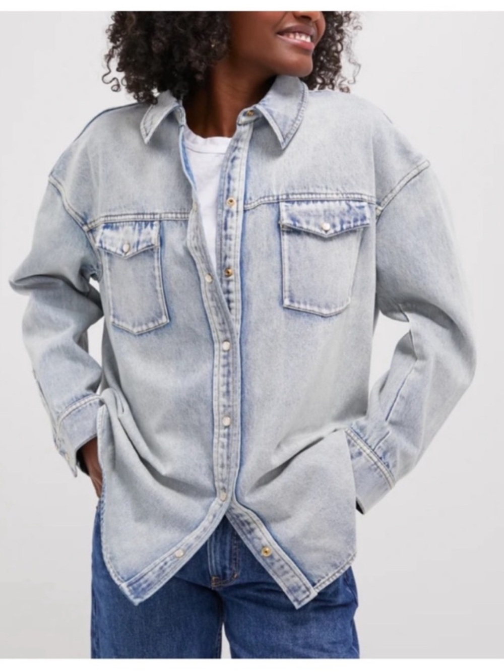TUCKERNUCK Acid Wash Denim Parker Shacket Jacket NWT Size S